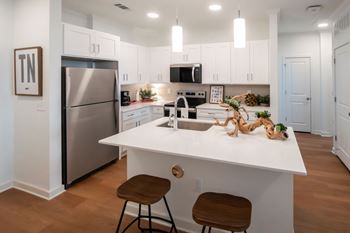 Modern kitchen with white counter